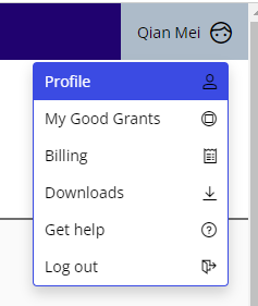 screenshot of the Profile button in the dropdown menu in the upper right corner of the page